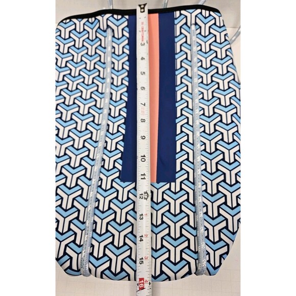 Neoprene Large Tote Bag With Zip Pouch Blue Geometric W KC Chic Designs Dust Bag - Picture 4 of 7